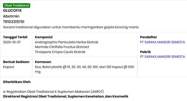glucofix aman bpom indonesia